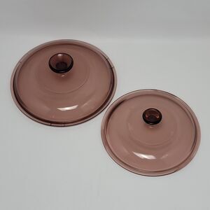 2 Vintage Pyrex Corning Ware Visions Cranberry Lid Replacement V1.5C And V2.5C